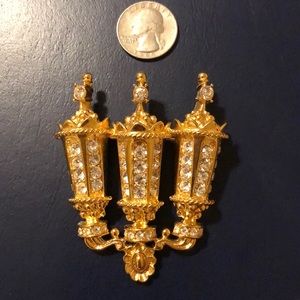 Large Costume Jewelry Brooch Gold Color